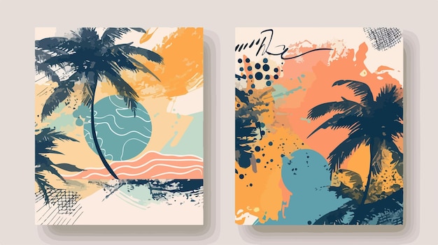 Vector two notebooks with the word  palm tree  on them