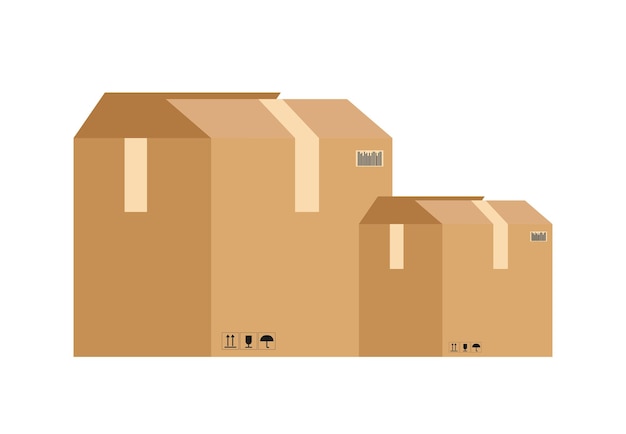 Two paper ajar brown boxes  delivery concept