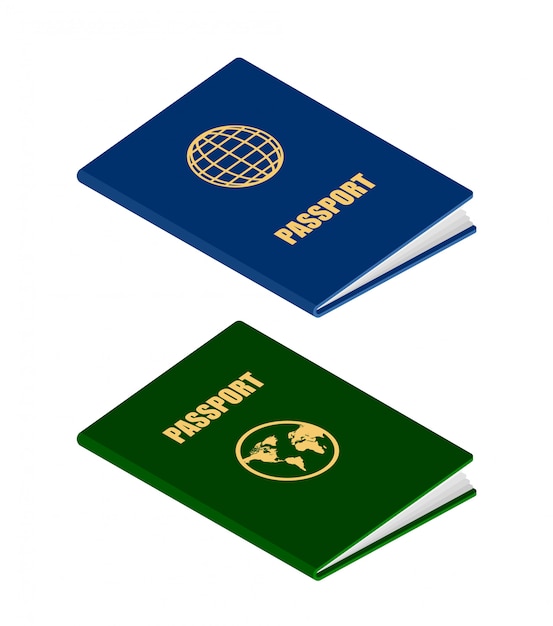 Two passports in isometric style 