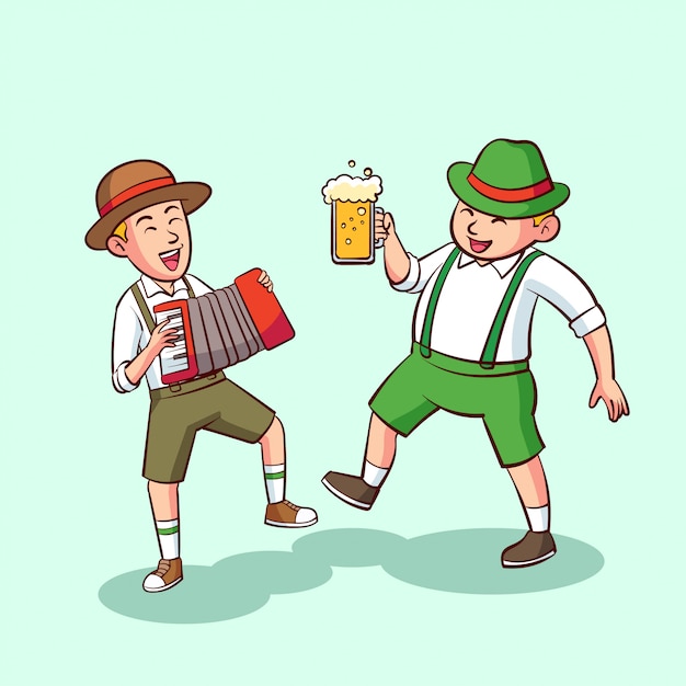 two people are celebrating octoberfest