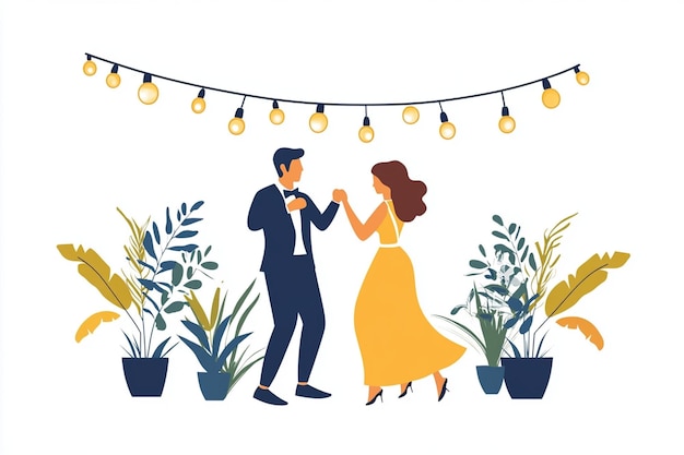 Vector two people dancing vector illustration