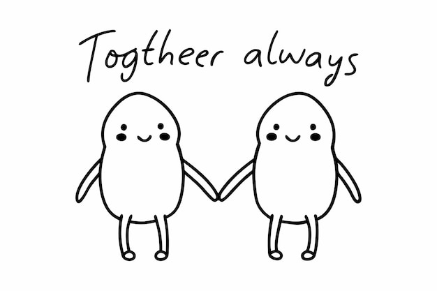 two people holding hands with one saying together