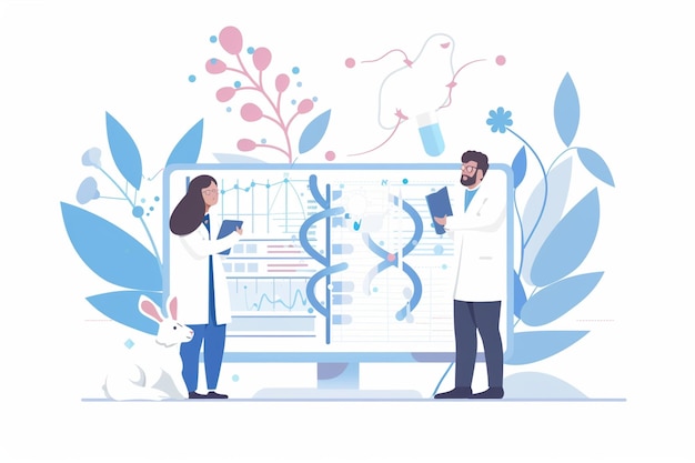 Vector two people in lab coats