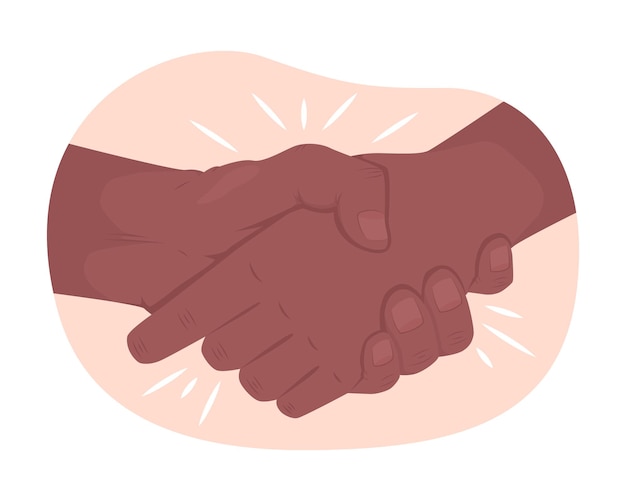 Two people shaking hands 2D vector isolated illustration