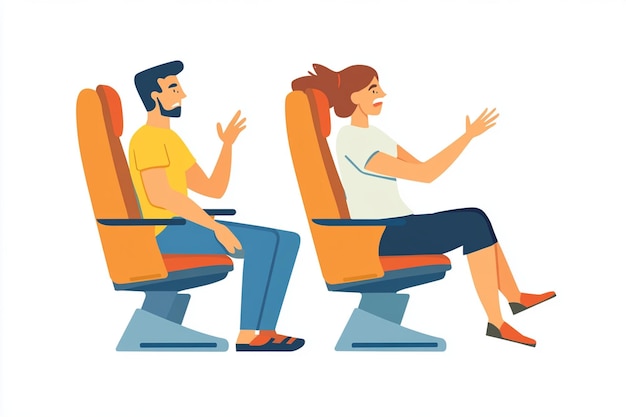 Vector two people sitting in an airplane