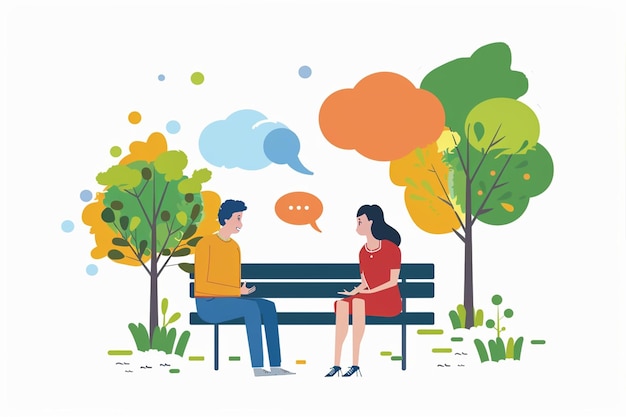 Two People Talking While Sitting On A Bench