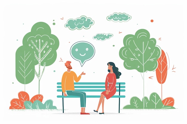 Two People Talking While Sitting On A Bench