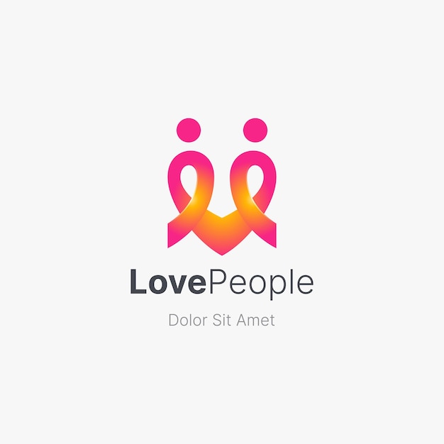 Two people with heart logo gradient