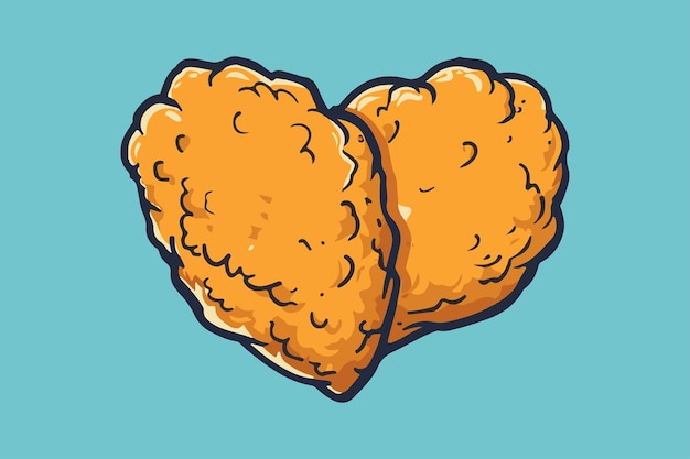 Vector two pieces of nuggets forming a heart