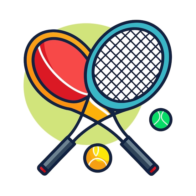 Two racket tennis ball clip art and Vector Design With a White Background