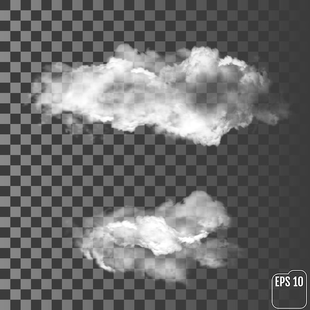 Two realistic clouds on a transparent background