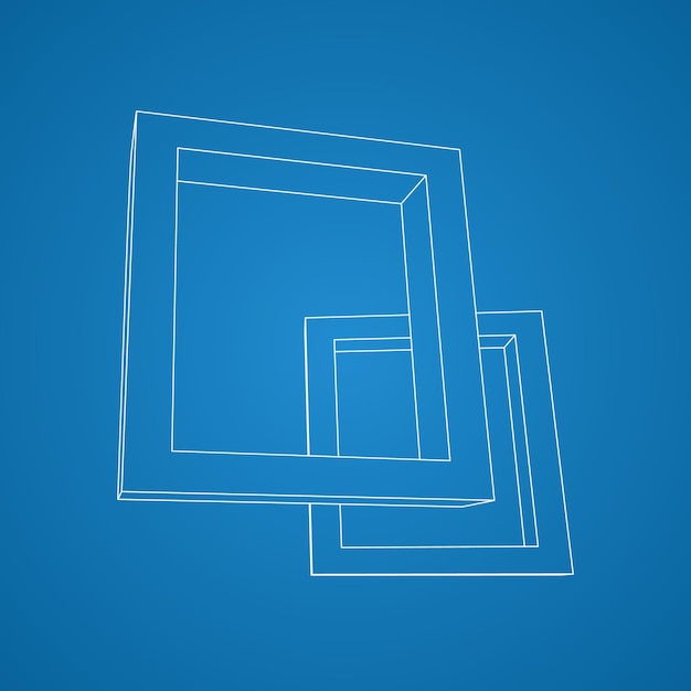 Two rectangular 3D frames blueprint