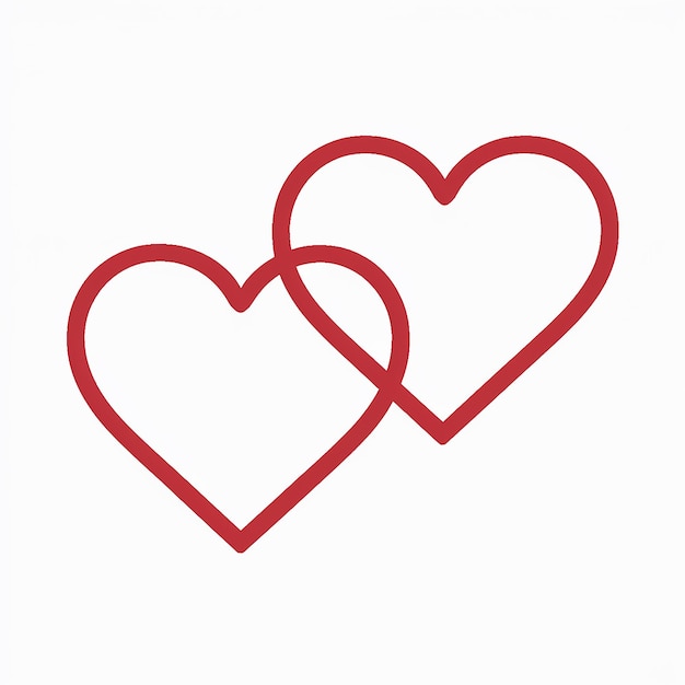 Vector two red intertwined hearts on a white background