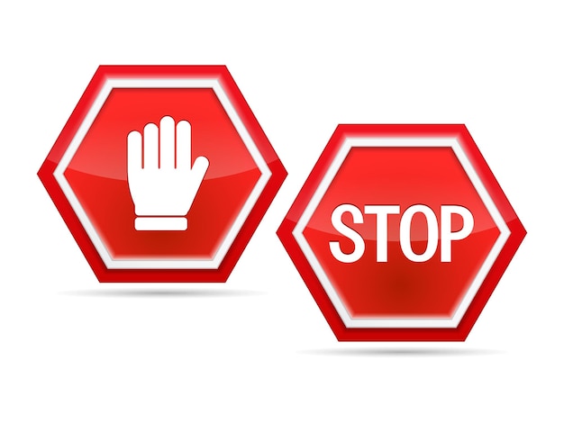 Two red stop signs vector eps10 illustration