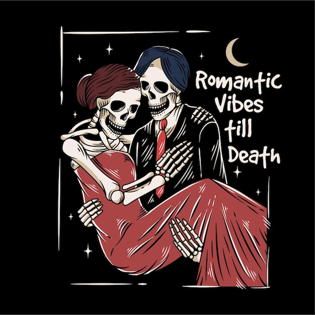 two romantic skull lovers