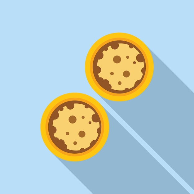 Vector two round cookies lying on blue background casting long shadows