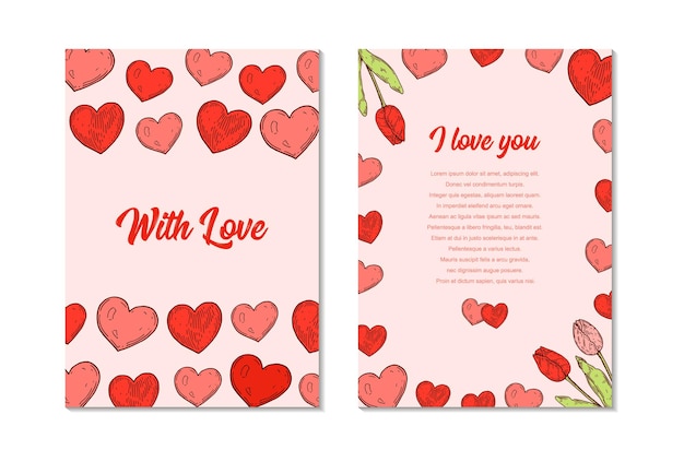 Two side Valentines day vertical greeting card