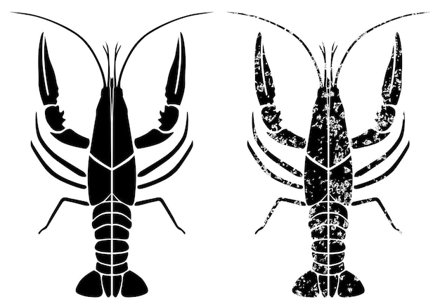 Two silhouettes of a lobster on a white background.