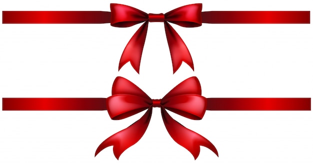 Two styles of red ribbon bow