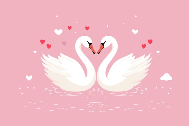 Two swans formed love shape illustration two swans formed love shape swans meant for love lover's day background valentines day background