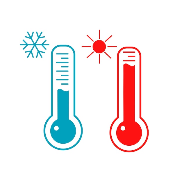 Two thermometers with cold and heat Weather theme