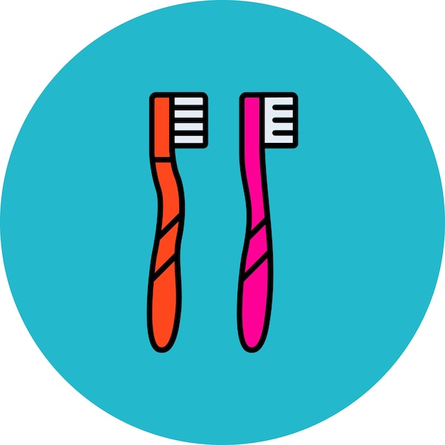 two toothbrushes are shown in a blue circle