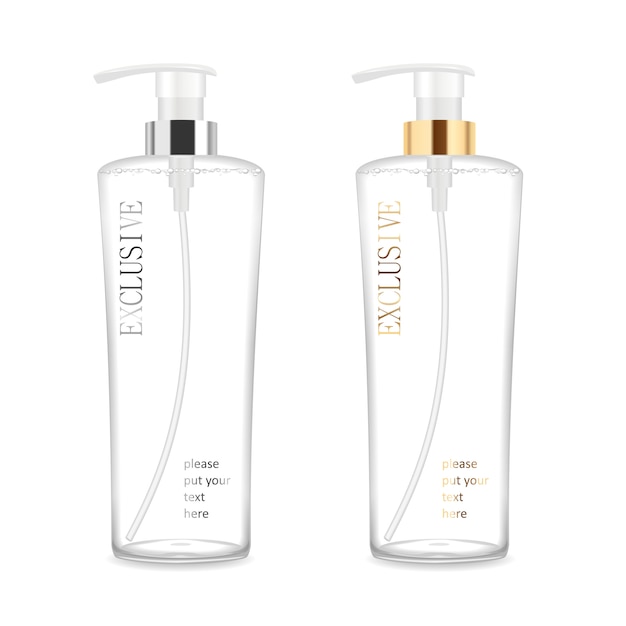 Two transparent cosmetic bottles  illustration