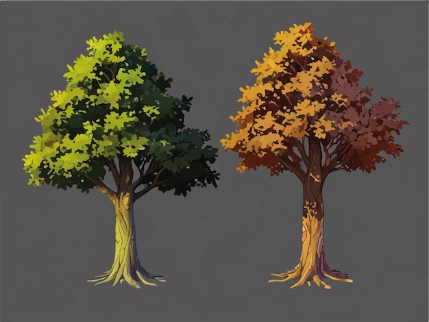 Vector two trees with different colors of different colors and the word quot trees quot