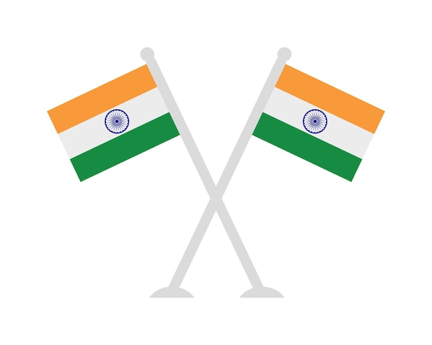 Two waving flags of india Independence day of India 15th of August National flag of India on pole