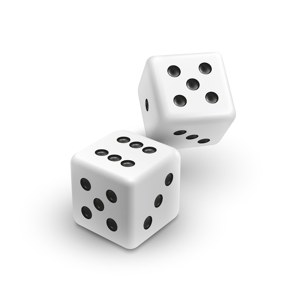 Two white dices isolated on white