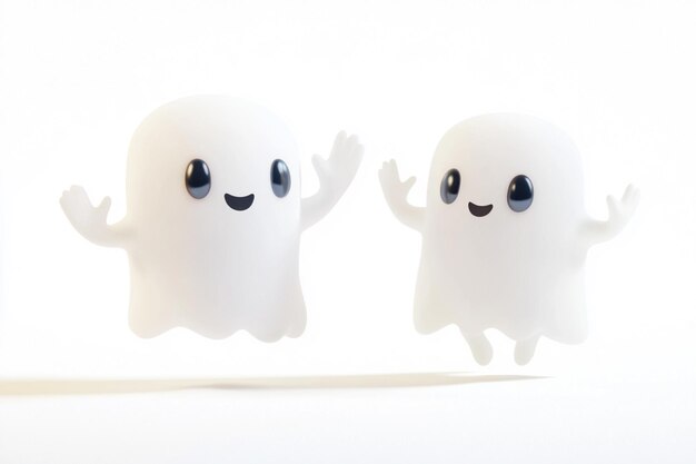 Vector two white ghost ghost figurines are standing in front of a white background