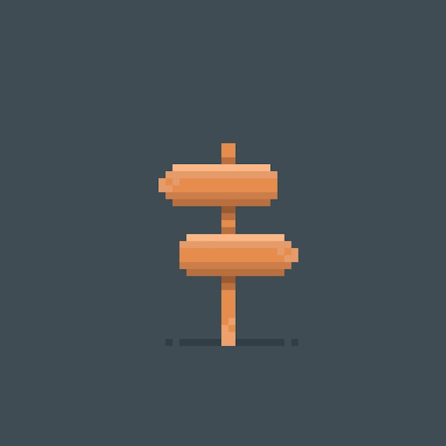 two wooden sign in pixel art style