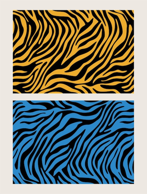 Two zebra print patterns gold and blue color