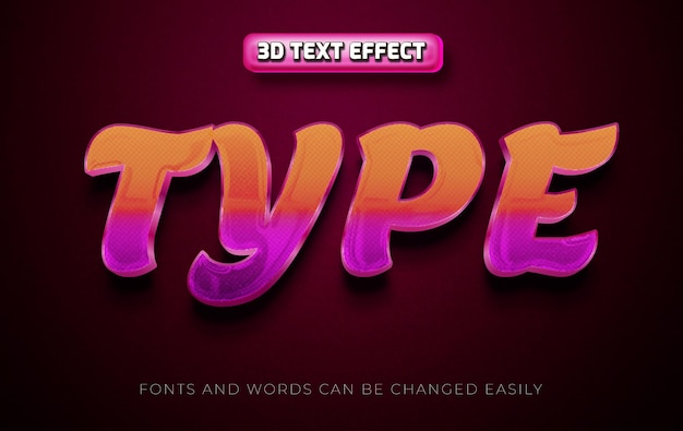 Type 3d editable text effect style