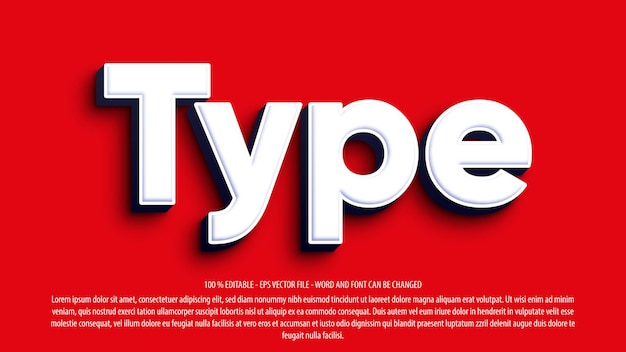 Type 3d editable text effect