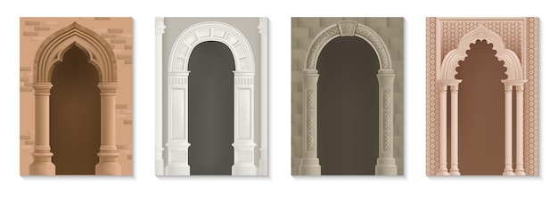 Types of arches realistic card set