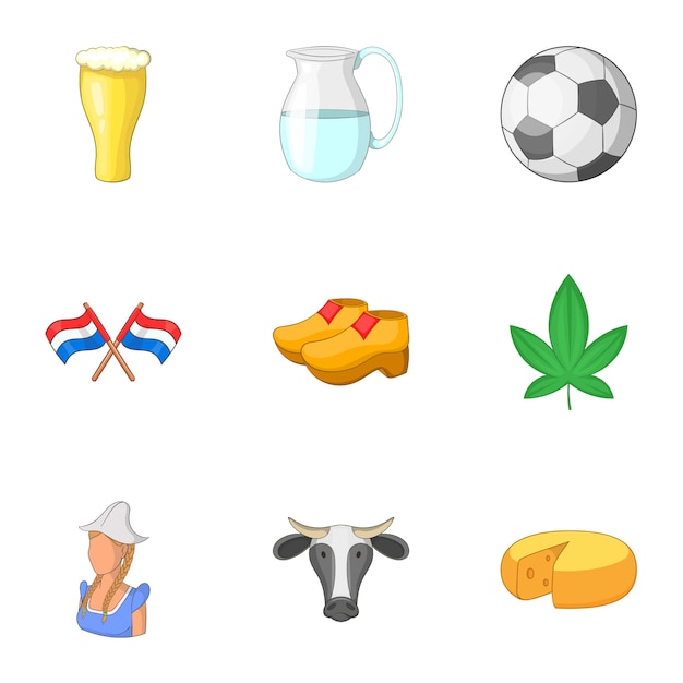 Typical Netherlands set, cartoon style