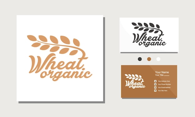 Typograph organic wheat bakery gold logo design vector