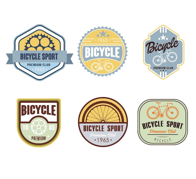 Vector typographic bicycle themed label design set bike shop