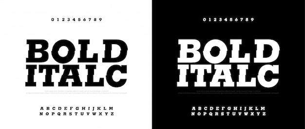 Vector typography bold italic font set. modern bold fonts