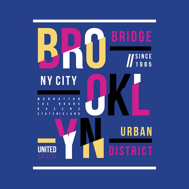 typography brooklyn bridge t shirt design 