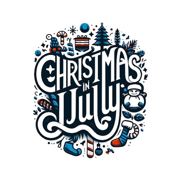 Vector typography design with text christmas in july