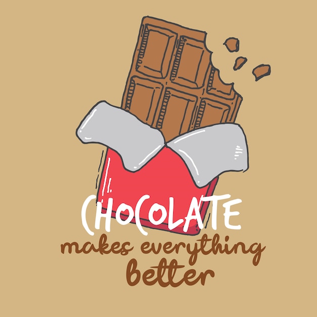 typography hand lettering chocolate makes everything better quote