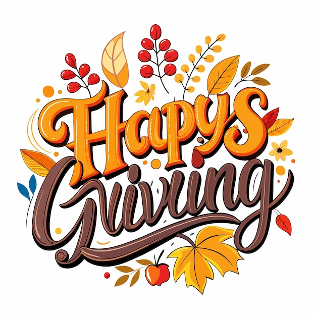 Typography letter Happy Thanksgiving Day template background Vector illustration