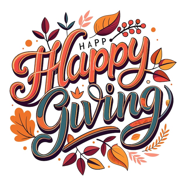 Typography letter Happy Thanksgiving Day template background Vector illustration