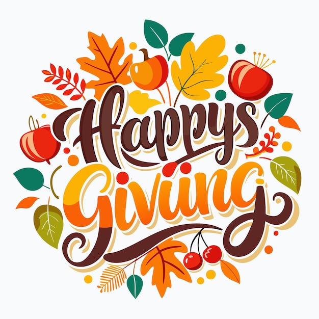 Vector typography letter happy thanksgiving day template background vector illustration