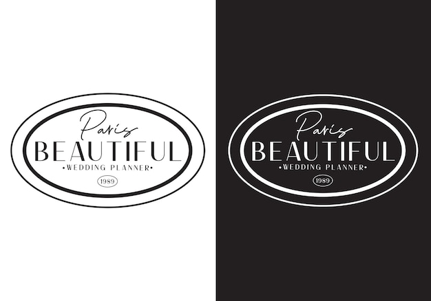 Typography Logo Beautiful Wedding Vector Illustration Template Black White Color Elegant Design Good for Any Industry