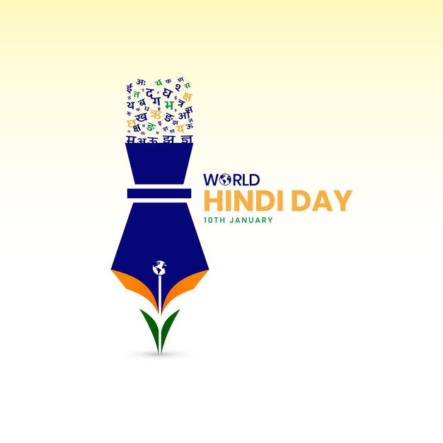 Typography Vishv Hindi Divas means World Hindi Day 10 January Happy Hindi Diwas Indian fest