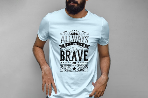 Vector typography white t shirt wearing a men