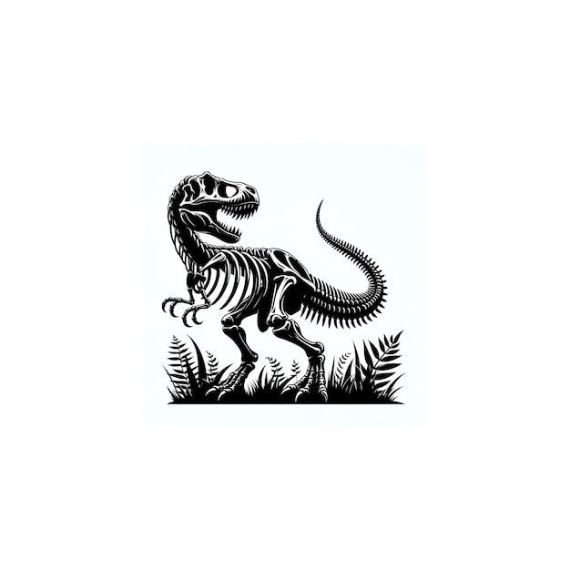 tyrannosaurus rex bones illustration in black color